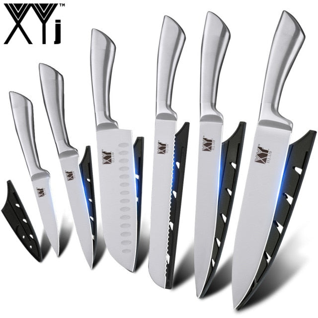 Steel Cooking Knife Set Sliver Non-slip Handle