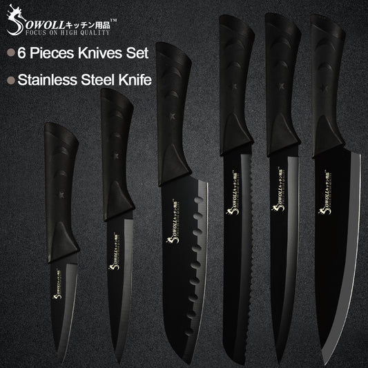 Kitchen Knives 6 Piece Set Sharp Black Blade