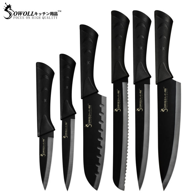 Kitchen Knives 6 Piece Set Sharp Black Blade