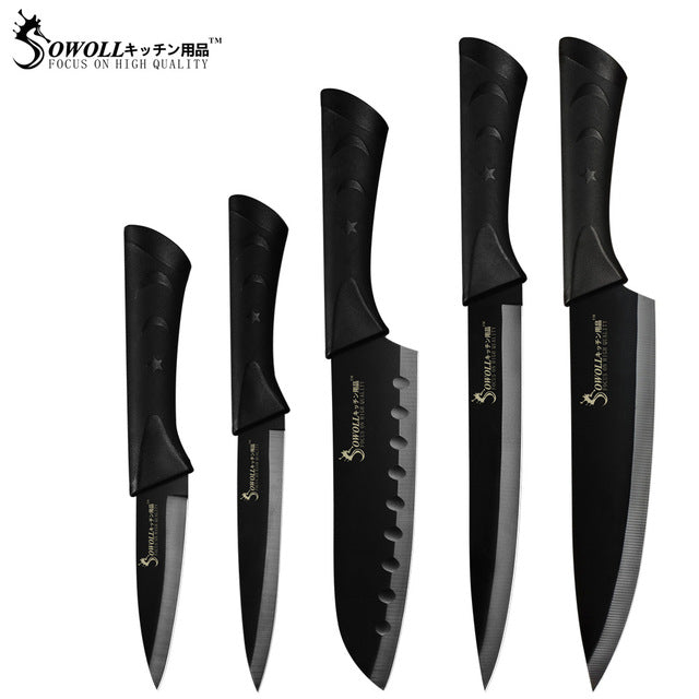 Kitchen Knives 6 Piece Set Sharp Black Blade