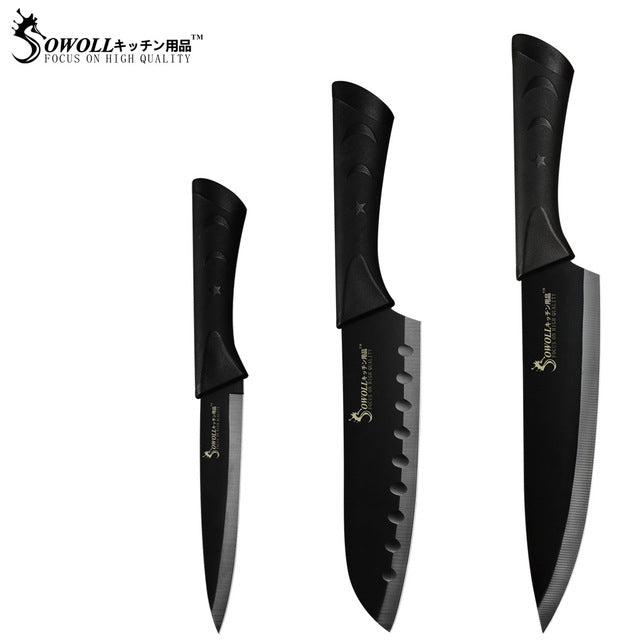 Kitchen Knives 6 Piece Set Sharp Black Blade